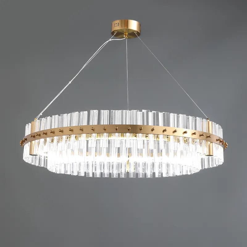 Contemporary Glass Living Room Chandelier in Brass