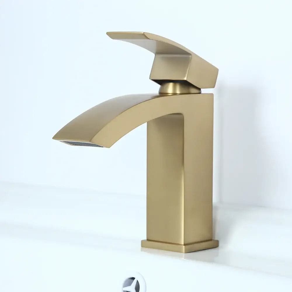 Robinet de lavabo de salle de bain monotrou monté sur pont en or brossé de style contemporain