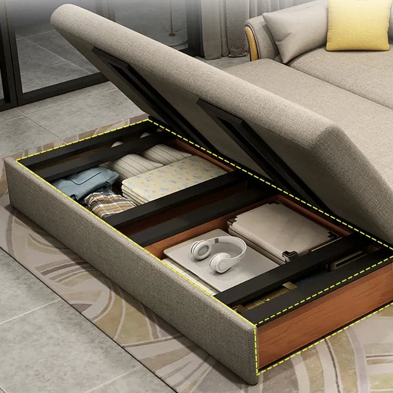 Canapé-lit convertible en coton et lin rembourré avec rangement 3 fonctions