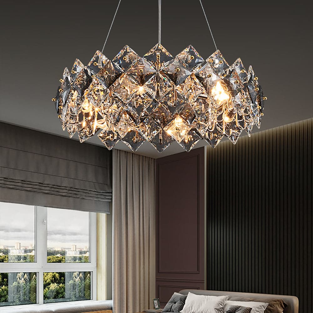 Modern 6-Light Tiered Crystal Chandelier with Adjustable Cables