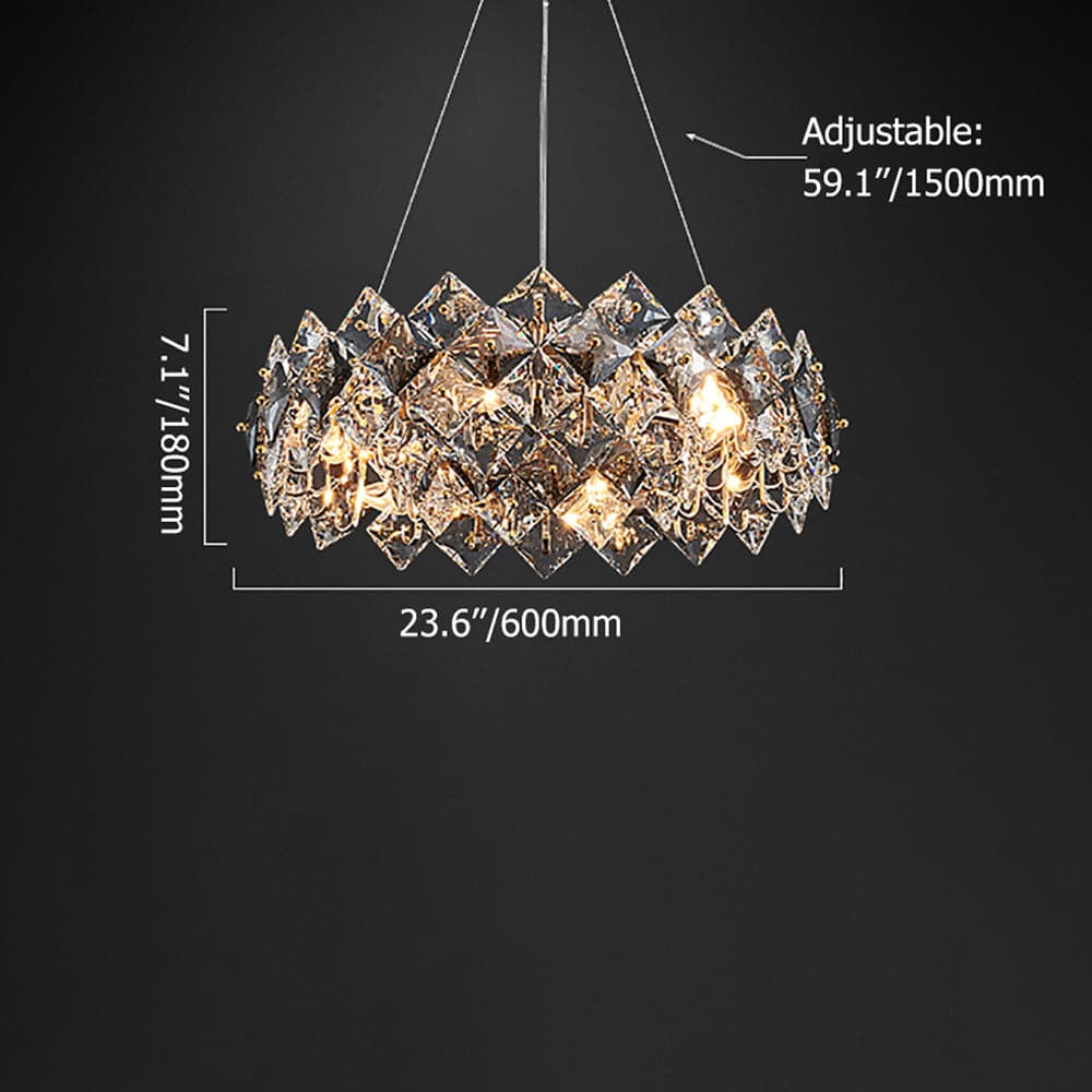 Modern 6-Light Tiered Crystal Chandelier with Adjustable Cables