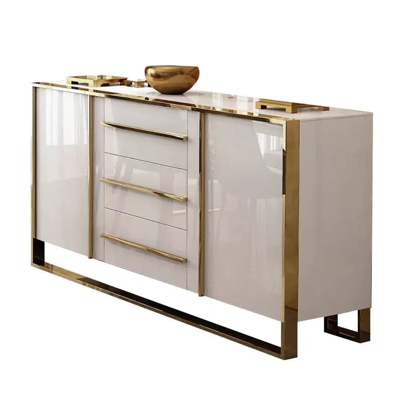 Buffet et buffet blanc brillant de 59" avec 3 tiroirs et 2 portes