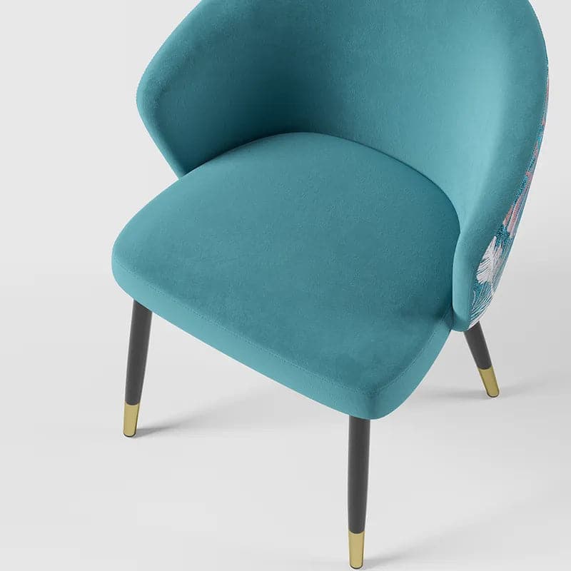 Chaise de salle à manger en velours bleu verdâtre et bleu, fauteuil moderne à dossier incurvé, or et noir
