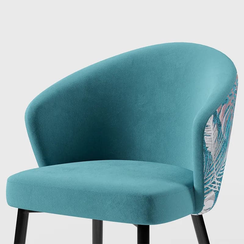 Chaise de salle à manger en velours bleu verdâtre et bleu, fauteuil moderne à dossier incurvé, or et noir