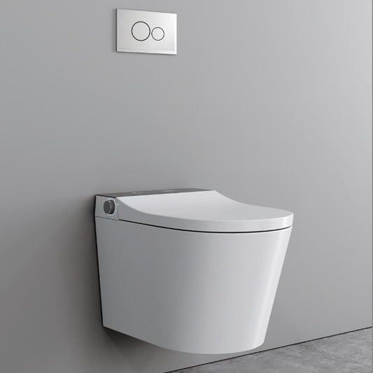 Toilettes intelligentes allongées monobloc à fixation murale avec réservoir et système de support encastrés