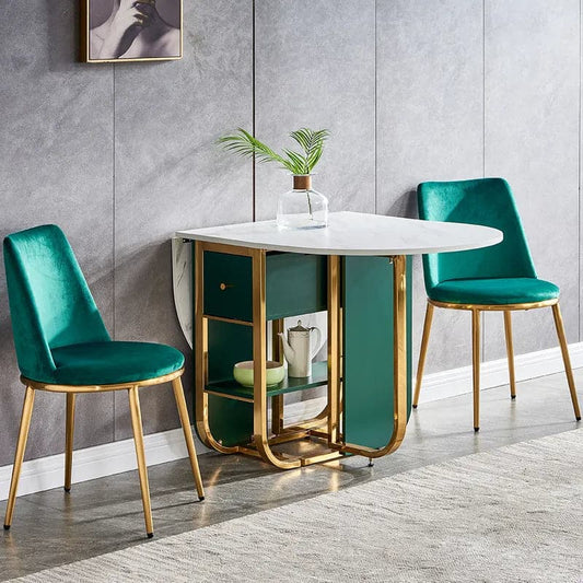 Chaise de salle à manger moderne en velours, chaise d'appoint rembourrée à dossier haut et pieds dorés, ensemble de 2