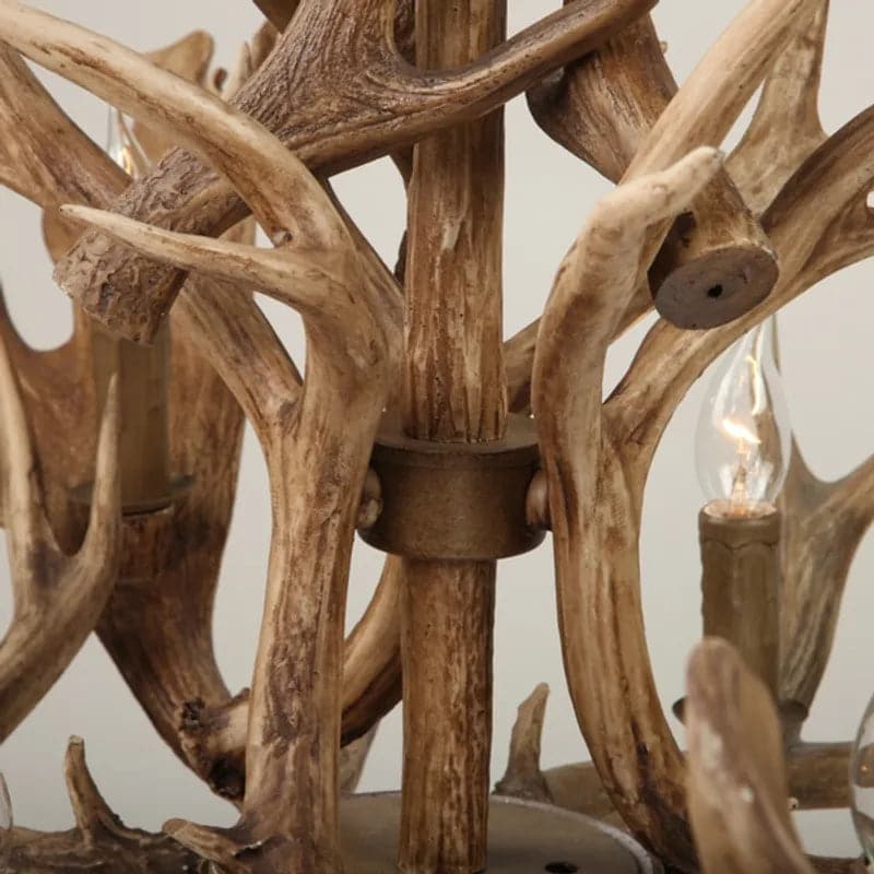 Antler Lustre rustique en bois de cerf en cascade de 43 po de large, 8 bougies