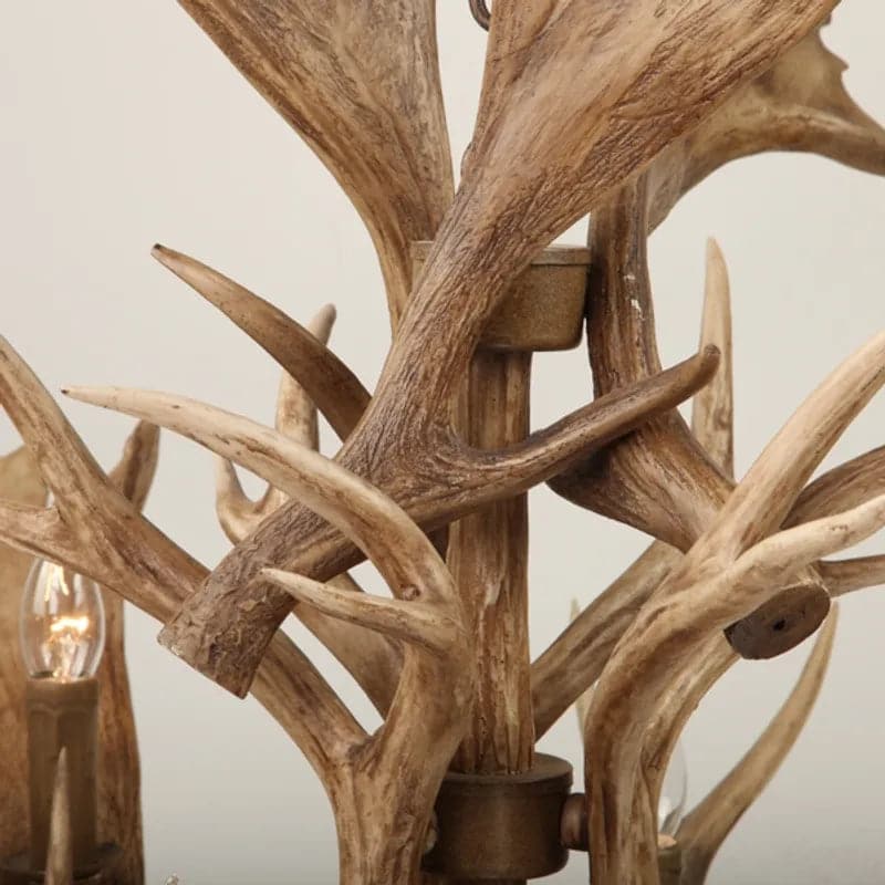 Antler Lustre rustique en bois de cerf en cascade de 43 po de large, 8 bougies