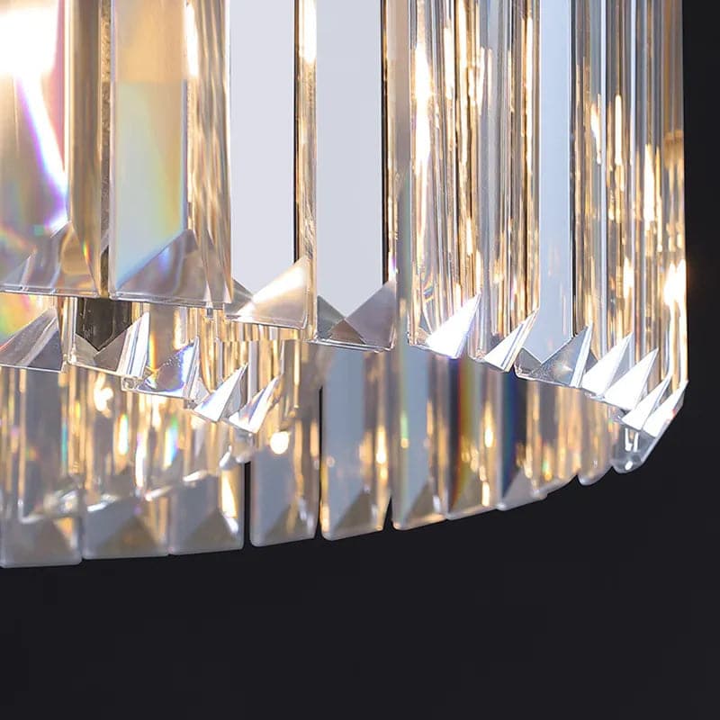 Lustre LED moderne en cristal à plusieurs niveaux en laiton, lumière à intensité variable