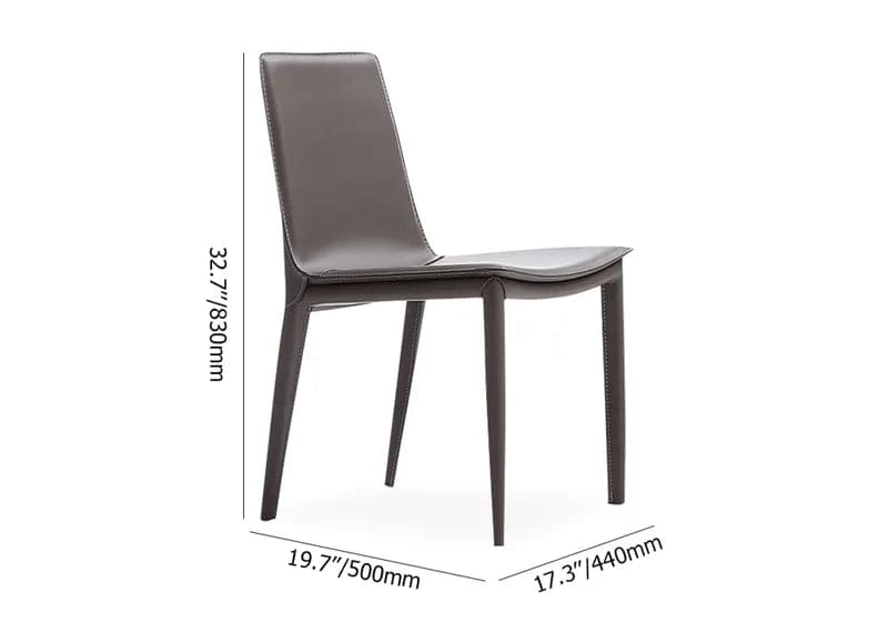 Chaise de salle à manger à dossier haut rembourrée en cuir gris Saddle (Ensemble de 2)