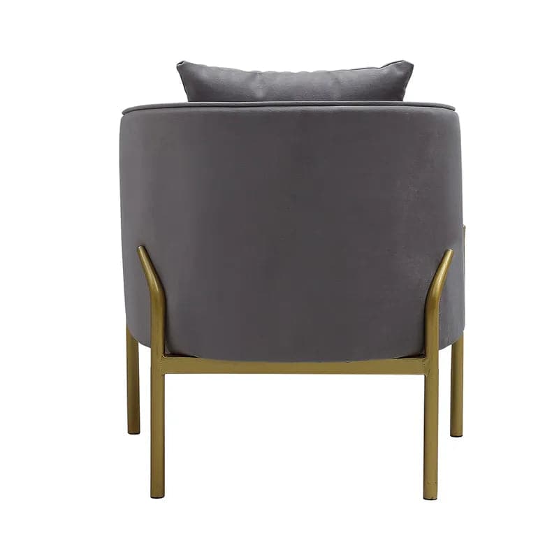 Gray Velvet Accent Chair Modern Upholstered Arm Chair with Gold Legs Pillow Included