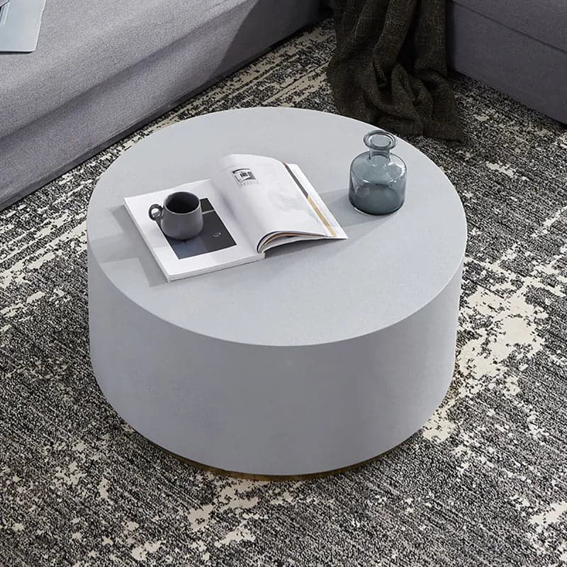 Table basse industrielle ronde de 31,5 po, imitation ciment, gris clair