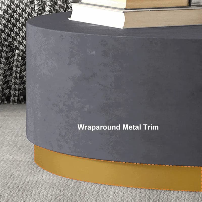 Table basse industrielle ronde en simili-ciment en gris foncé