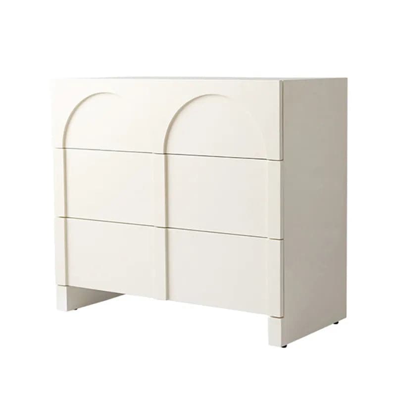 Japandi Cream White Dresser Nordic Arch Chest of 3 Drawers Storage Cabinet