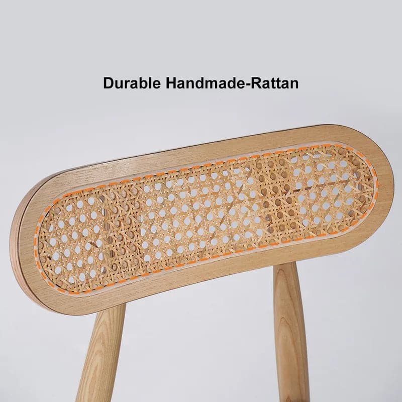 Japandi – chaise de salle à manger rembourrée en rotin naturel, chaise d'appoint en bois de frêne, simili cuir