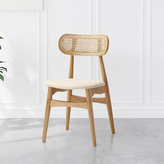 Japandi – chaise de salle à manger rembourrée en rotin naturel, chaise d'appoint en bois de frêne, simili cuir