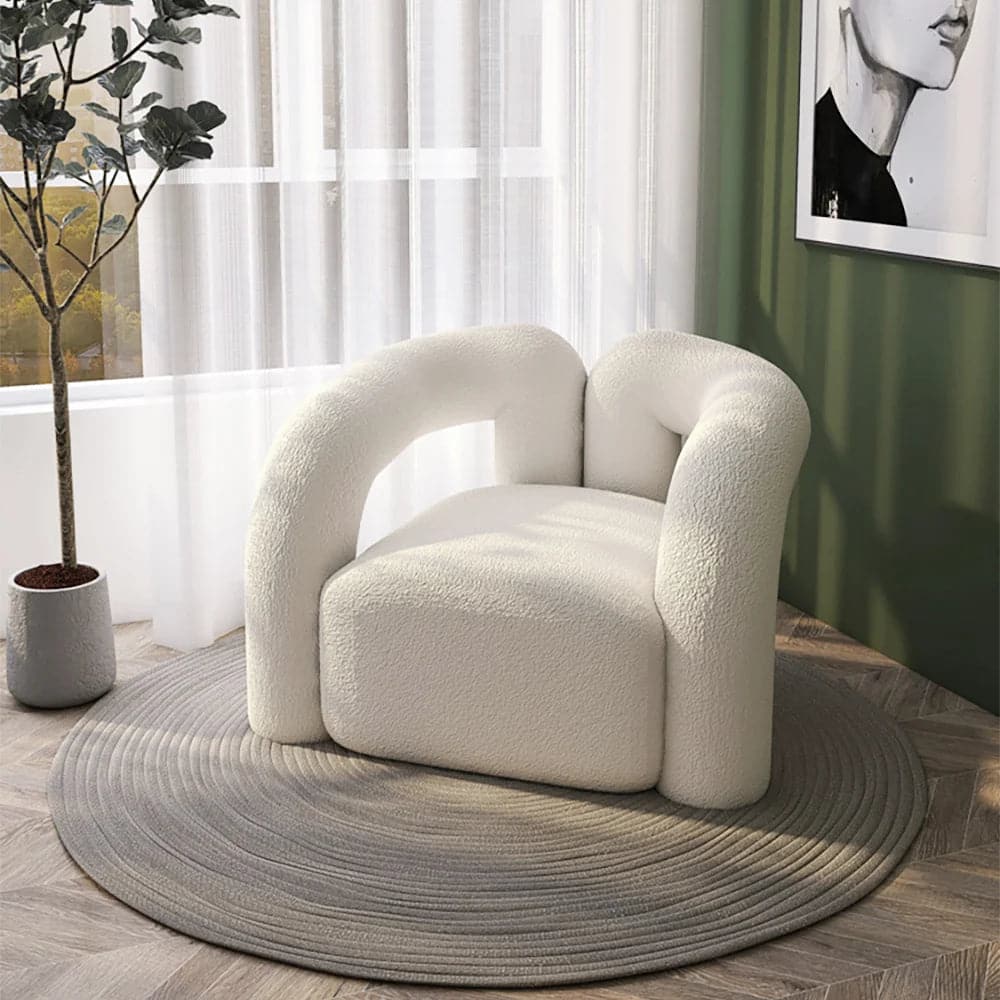 Japandi – fauteuil d'appoint à boucle blanche, fauteuil à poils longs pour le salon 