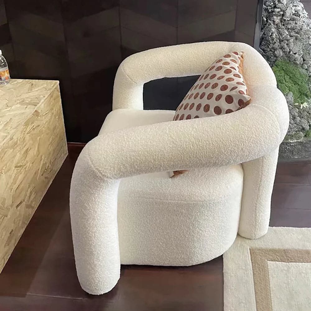 Japandi – fauteuil d'appoint à boucle blanche, fauteuil à poils longs pour le salon 