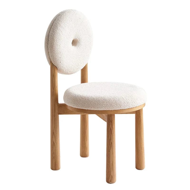 Japandi Boucle Blanche Chaise de Salle à Manger Chaise d'Appoint Pieds en Bois Naturel