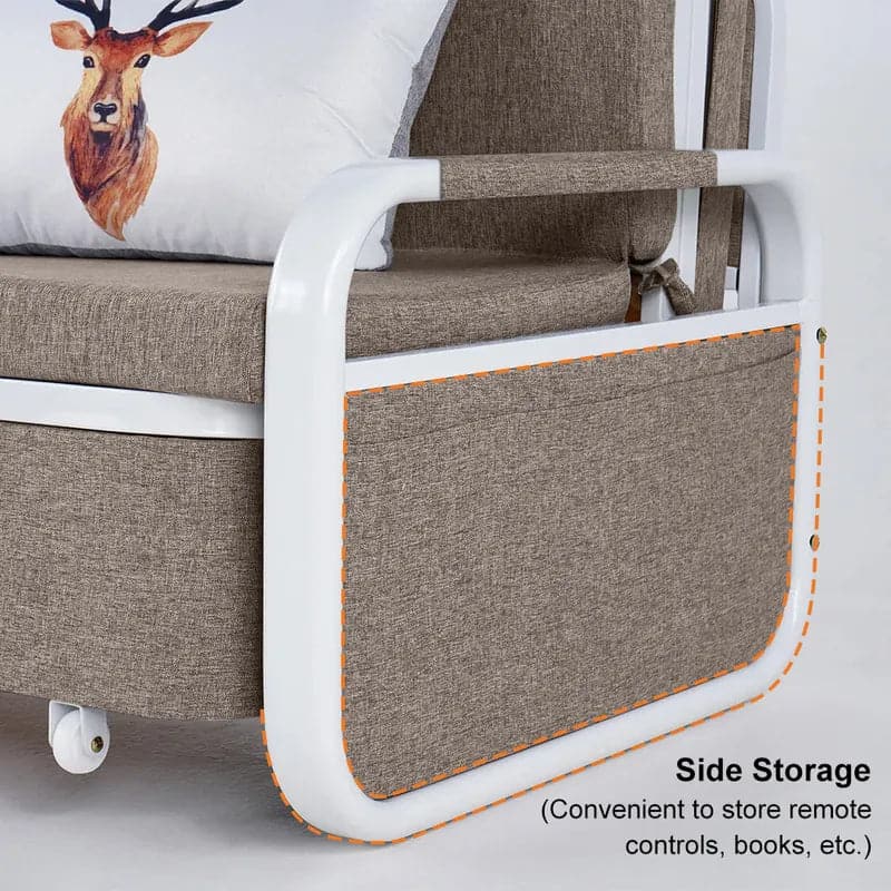 Canapé-lit causeuse en coton et lin rembourré avec cadre en bois massif