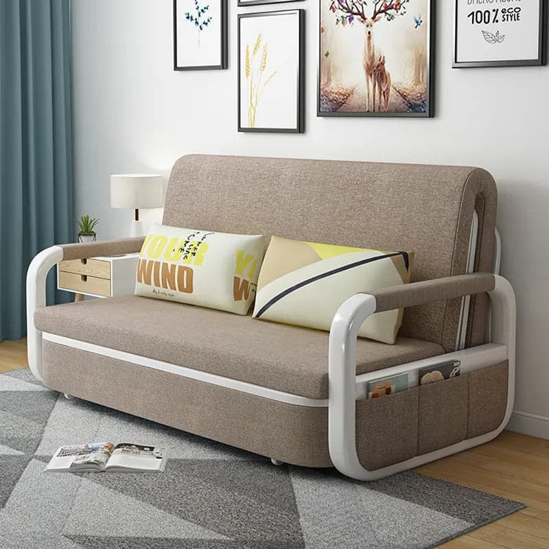 Sleeper Sofa Bed Loveseat Cotton & Linen Upholstered with Solid Wood Frame