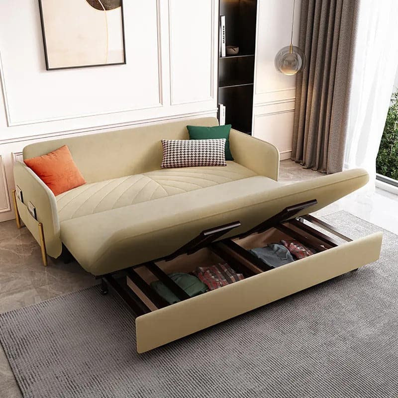 King Sleeper Sofa Beige Upholstered Convertible Sofa#Beige