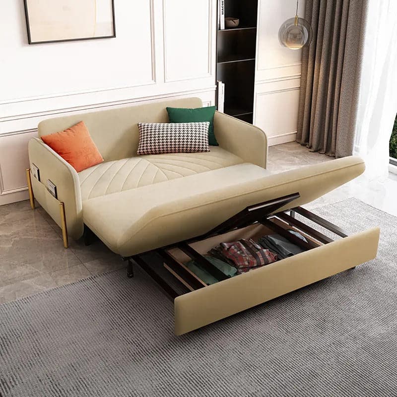 King Sleeper Sofa Beige Upholstered Convertible Sofa#Beige