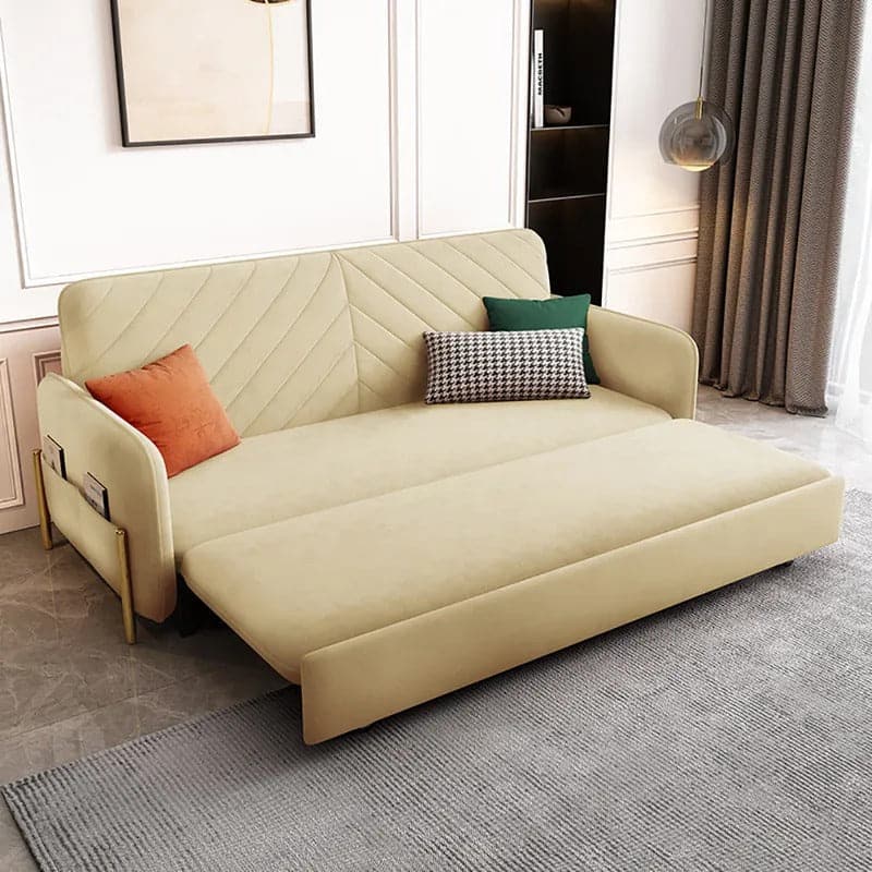 King Sleeper Sofa Beige Upholstered Convertible Sofa#Beige