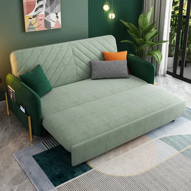 79 Inches King Sleeper Sofa Green Upholstered Convertible Sofa Bed#Green