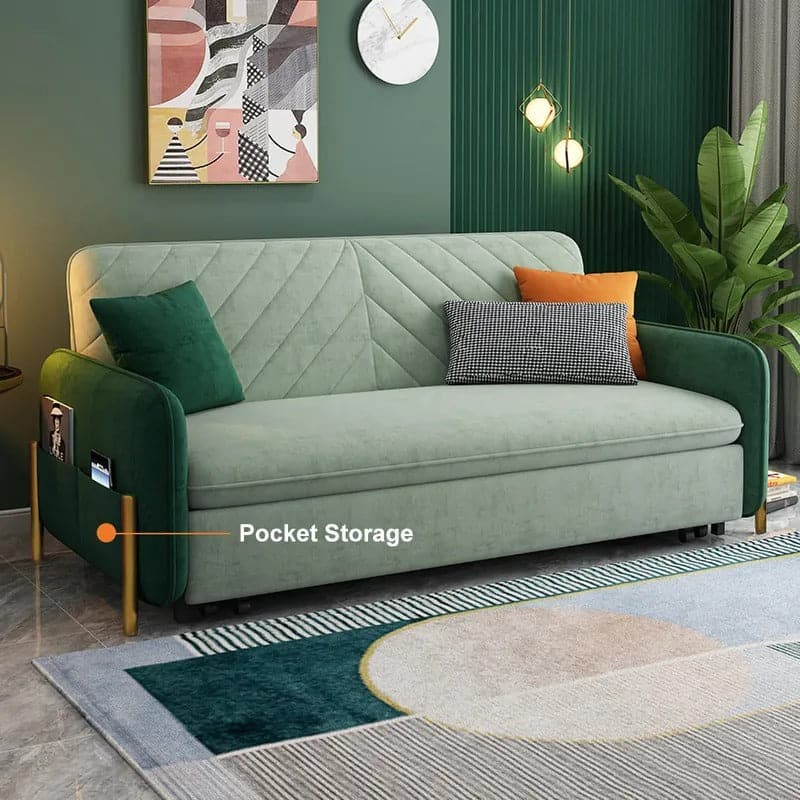 79 Inches King Sleeper Sofa Green Upholstered Convertible Sofa Bed#Green