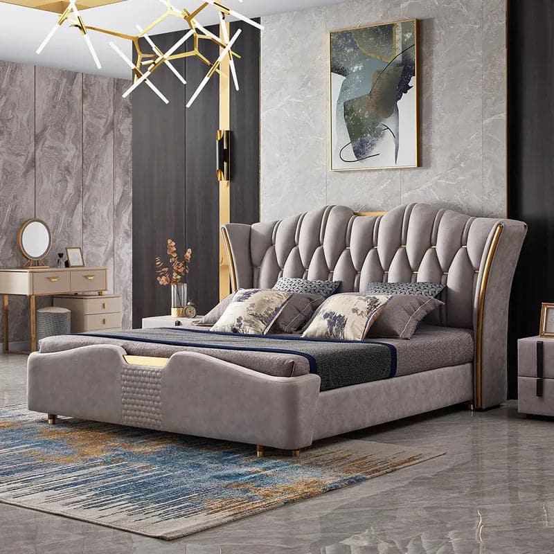 Light grey 2025 wingback bed