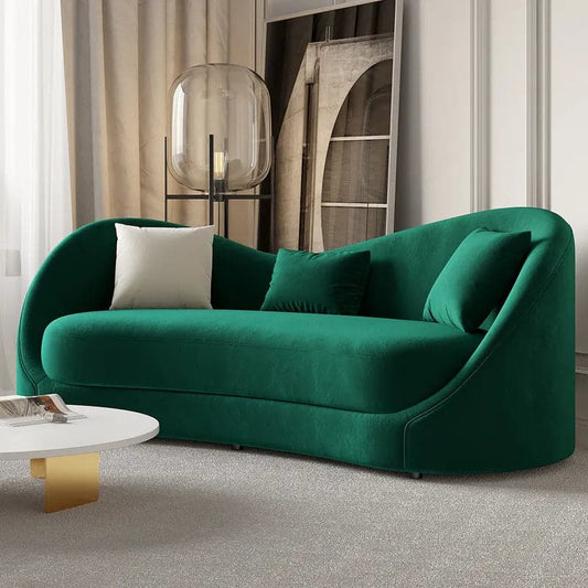 Luxury Green Velvet Upholstered Sofa 3-Seater Sofa Solid Wood Frame 84" Sofa