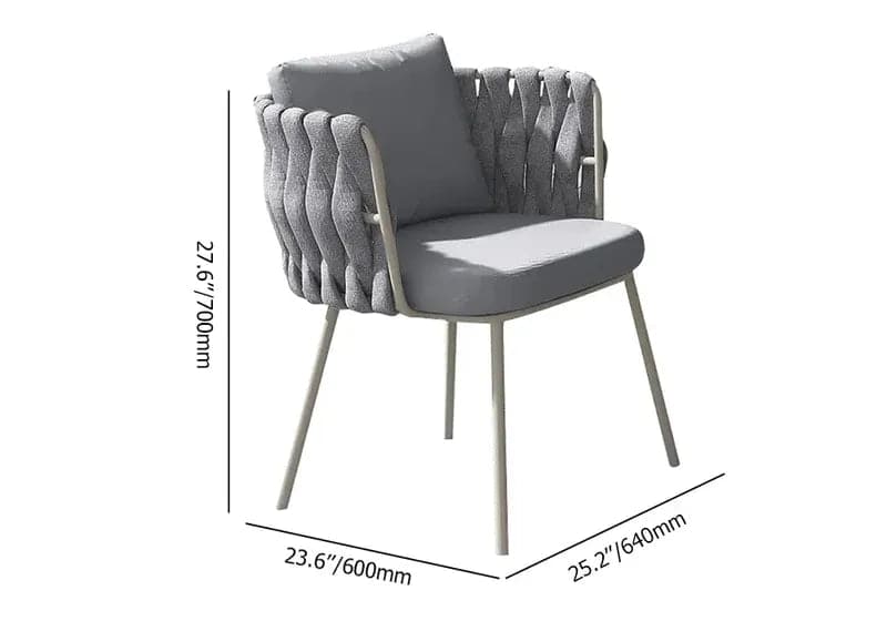 Fauteuil de salle à manger d'extérieur moderne en aluminium et rotin du milieu du siècle, gris (Ensemble de 2) 