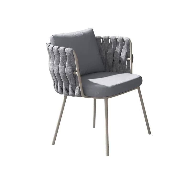 Fauteuil de salle à manger d'extérieur moderne en aluminium et rotin du milieu du siècle, gris (Ensemble de 2) 