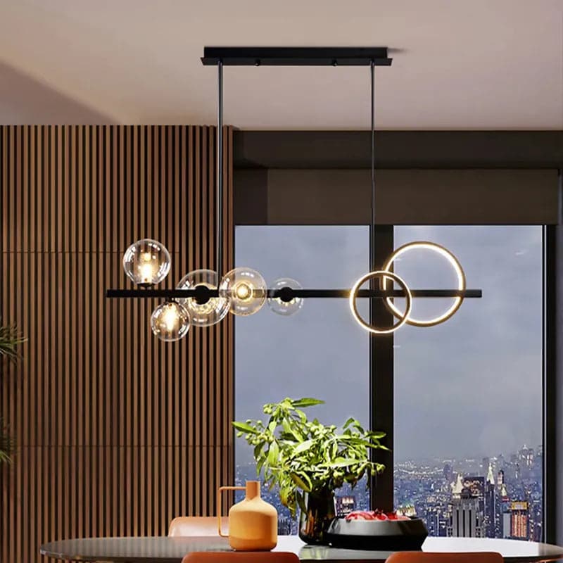 Minimalist 5-Light Glass Globe Shade Sputnik Kitchen Island Light Globe Light Black