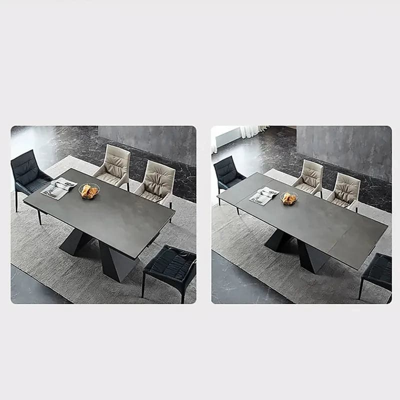 Table à manger pliante de luxe rectangulaire en dalle de roche rétractable minimaliste