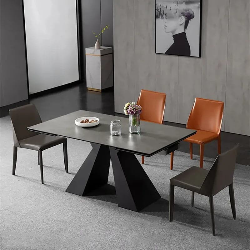 Light Luxury Rock Board Dining Table Carbon Steel Frame Minimalist