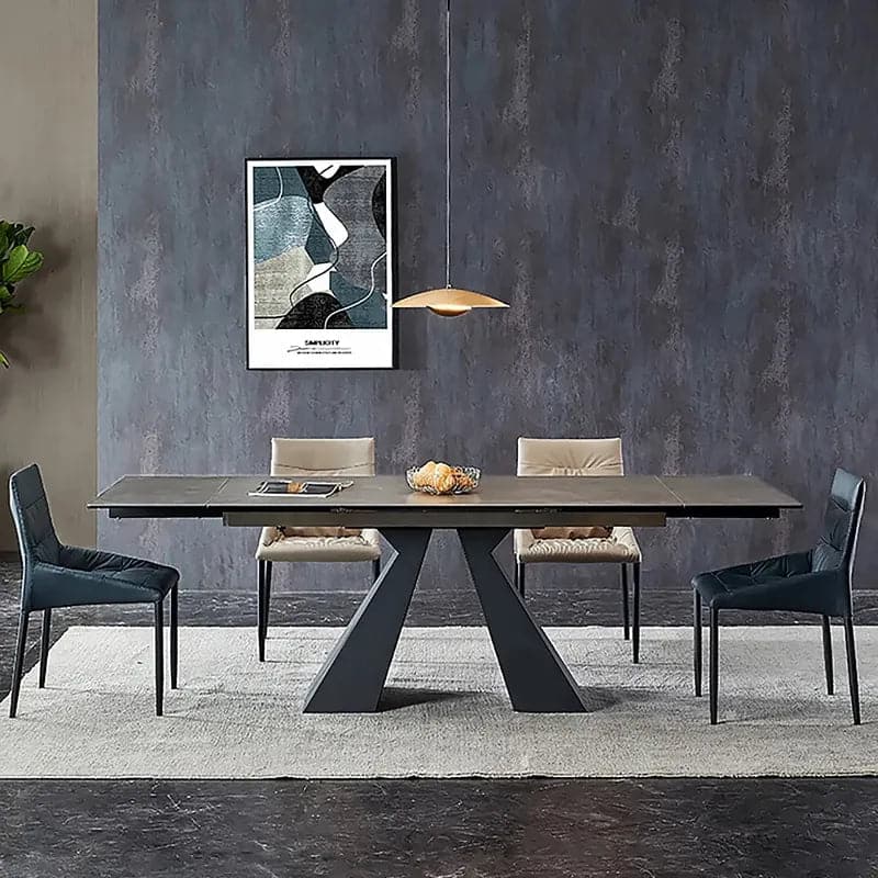 Light Luxury Rock Board Dining Table Carbon Steel Frame Minimalist