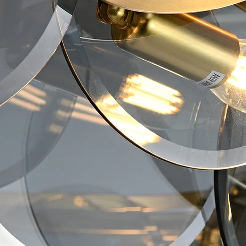 Lustre moderne en verre gris fumé à 10 lumières avec câbles réglables