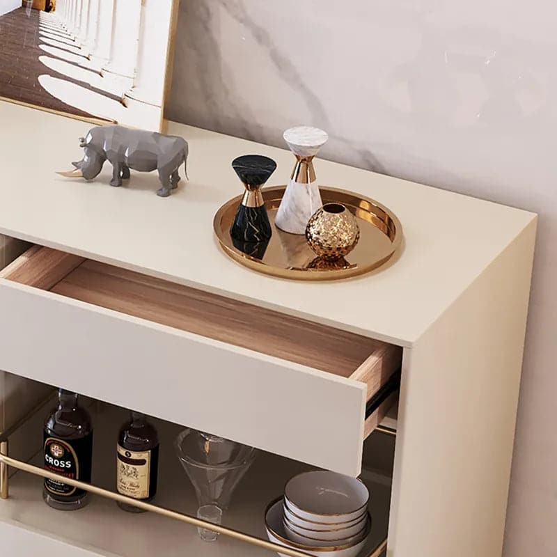 Modern 55.1  Light Khaki Sideboard Buffet Tempered Glass Doors & Shelf Tray Wine Rack#Light Khaki