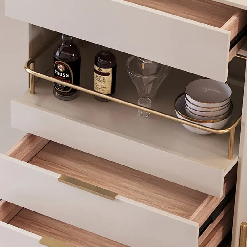 Modern 55.1  Light Khaki Sideboard Buffet Tempered Glass Doors & Shelf Tray Wine Rack#Light Khaki