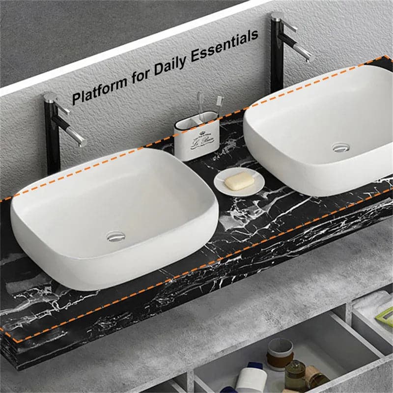 Ensemble de meuble-lavabo flottant moderne de 60 po, à montage mural, à double évier