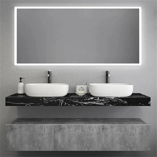 Modern 60" Floating Bathroom Vanity Set Wall Mount Vessel Double Sink Vanity