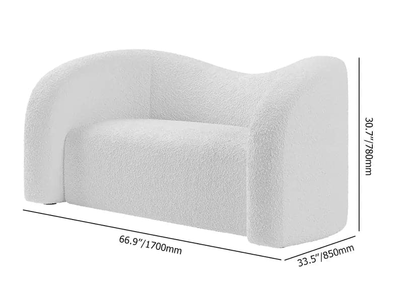 Canapé 2 places incurvé rembourré en boucle blanche moderne de 67 po pour le salon