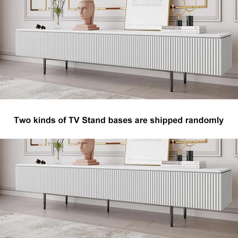 Modern 70.9 Inch TV Stand with Drawers Line Media Console with Black Metal Legs#White