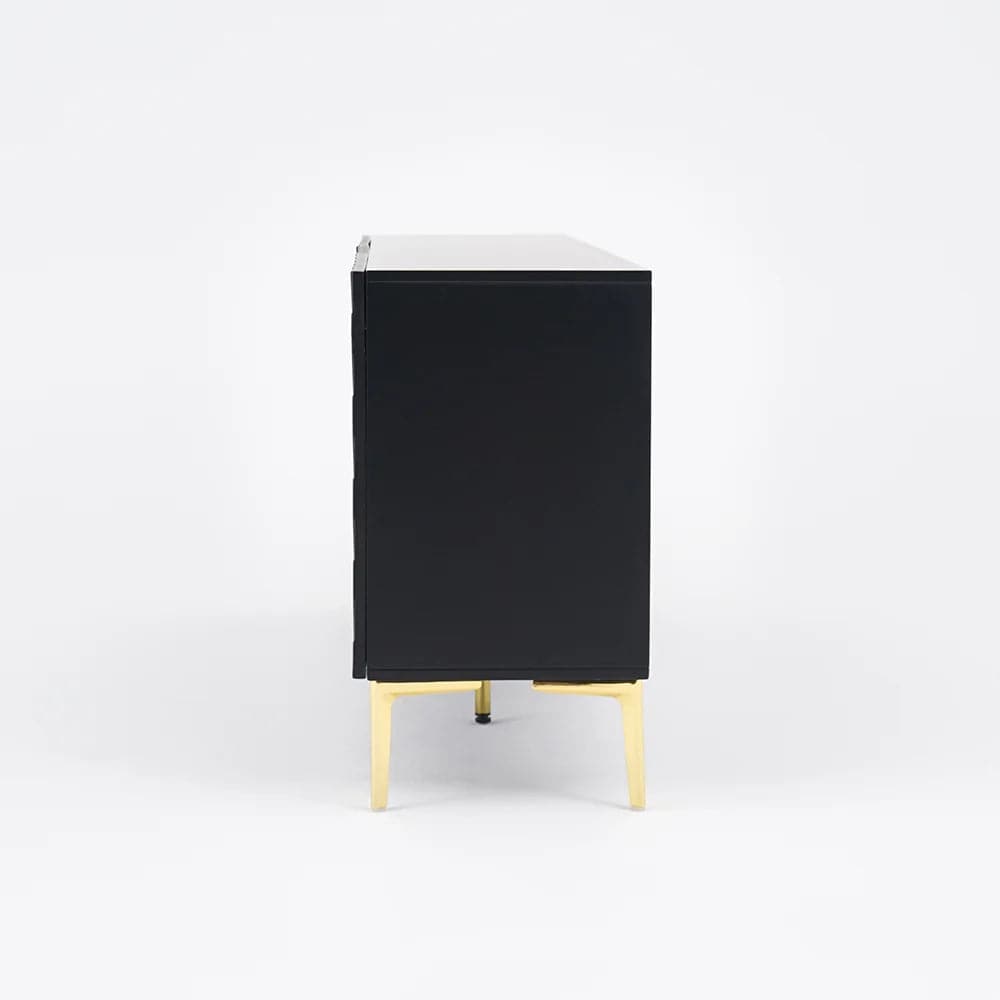 Modern 70.9" Black Buffert Sideboard Table with Gold Legs & 3 Doors