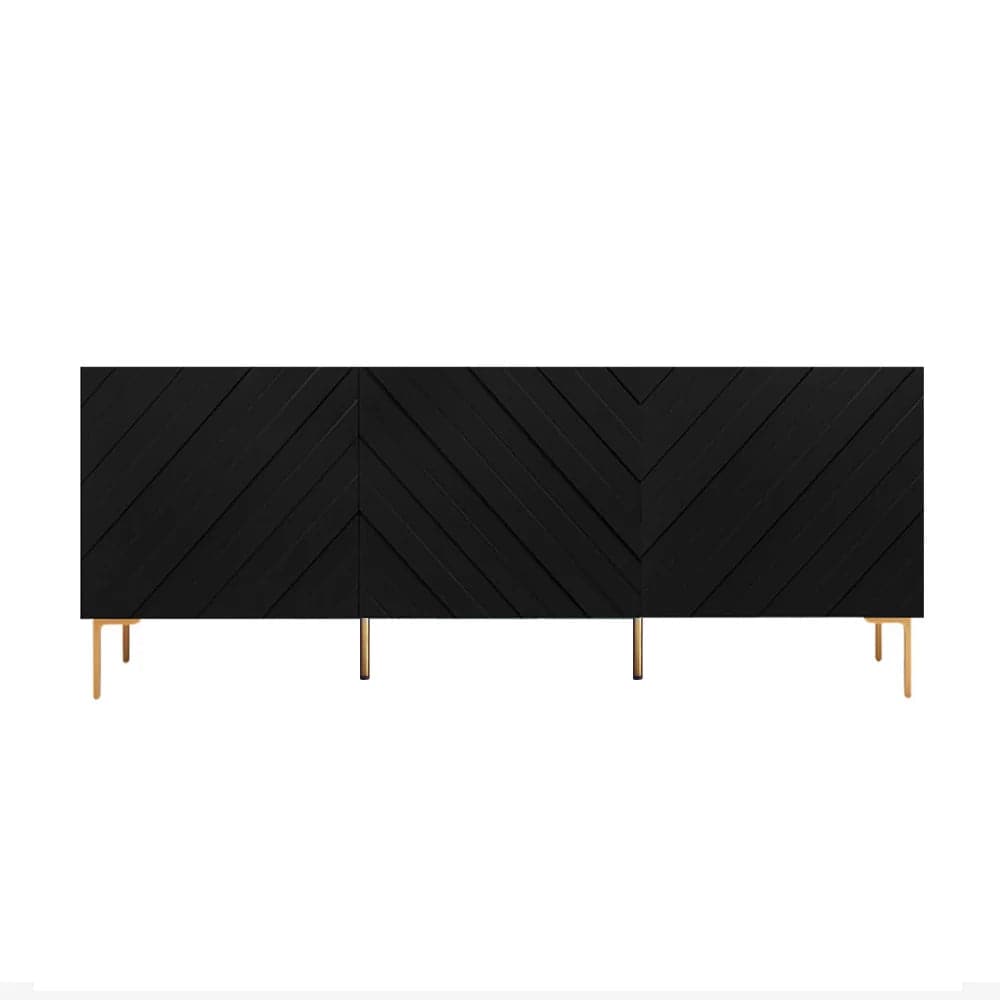 Modern 70.9" Black Buffert Sideboard Table with Gold Legs & 3 Doors