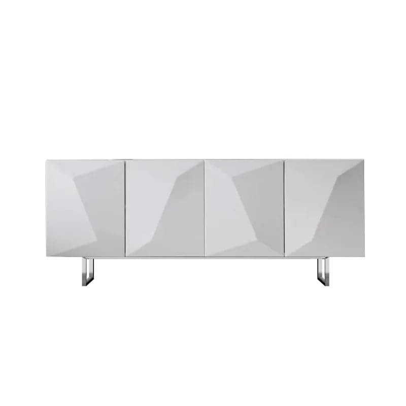 Modern 71 Inch White Buffet Sideboard Kitchen Cabinet with 4 Doors Adjustable Shelves
