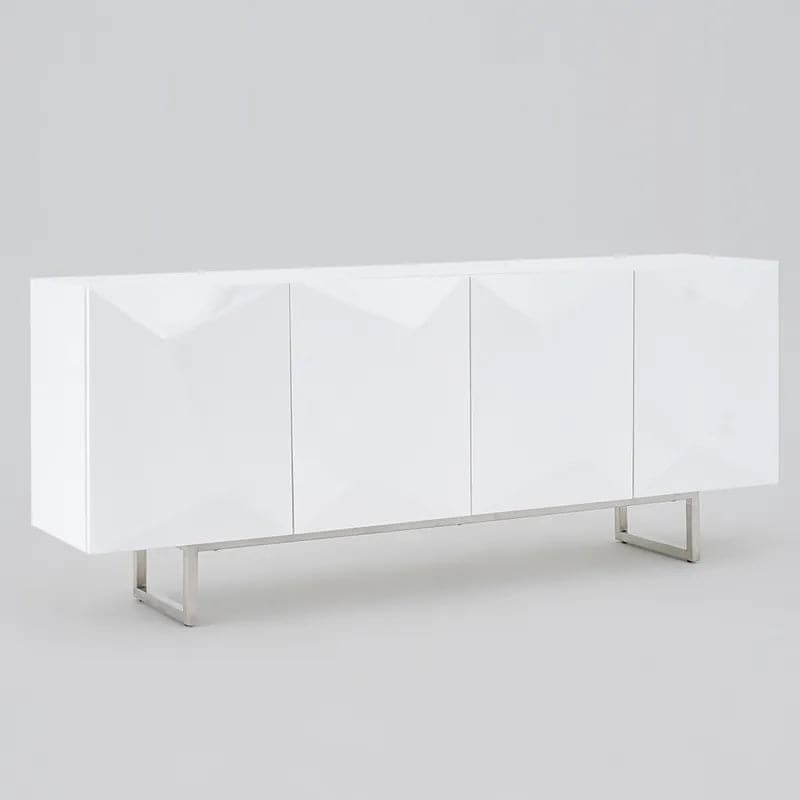 Modern 71 Inch White Buffet Sideboard Kitchen Cabinet with 4 Doors Adjustable Shelves