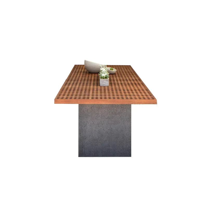 Table de salle à manger d'extérieur moderne en bois de teck rectangulaire pour 8 personnes en naturel et gris